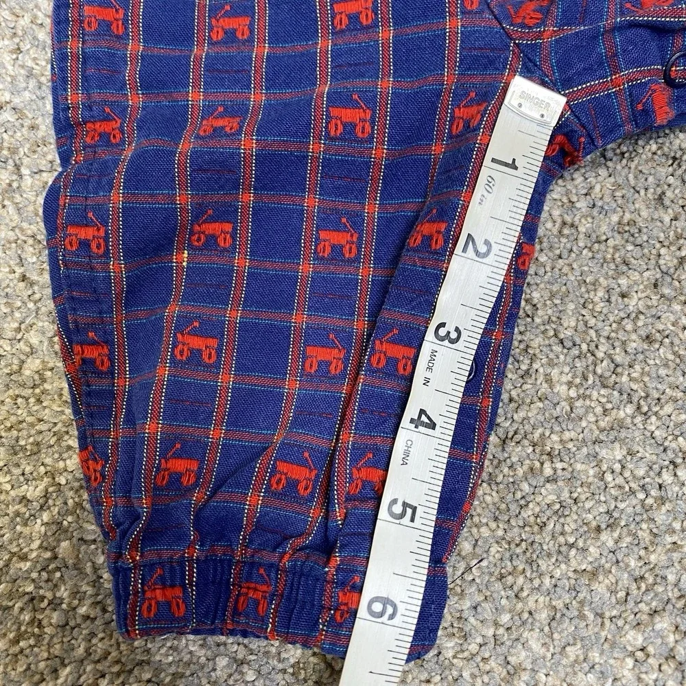 Vintage Oshkosh Jumpsuit Overall 3-6 months Red Blue Cotton Made USA